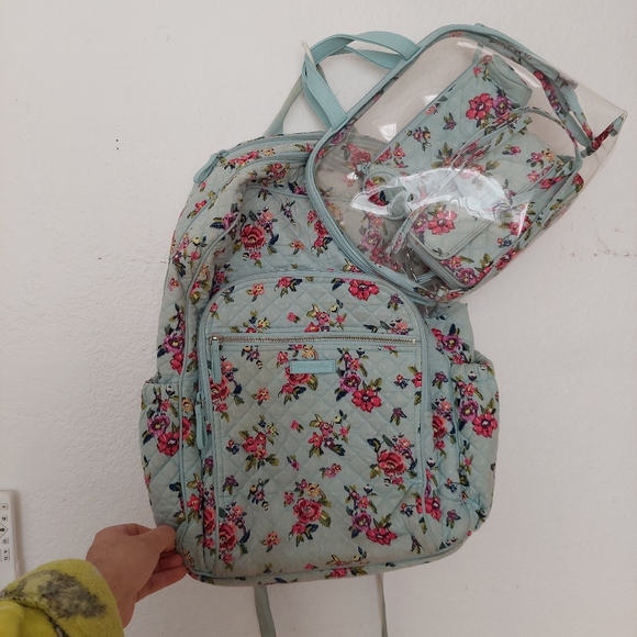 Vera Bradley Handbags - Vera Bradley Iconic XL Campus Backpack in the Water Bouquet pattern